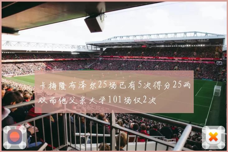 卡梅隆布泽尔25场已有5次得分25两双而他父亲大学101场仅2次